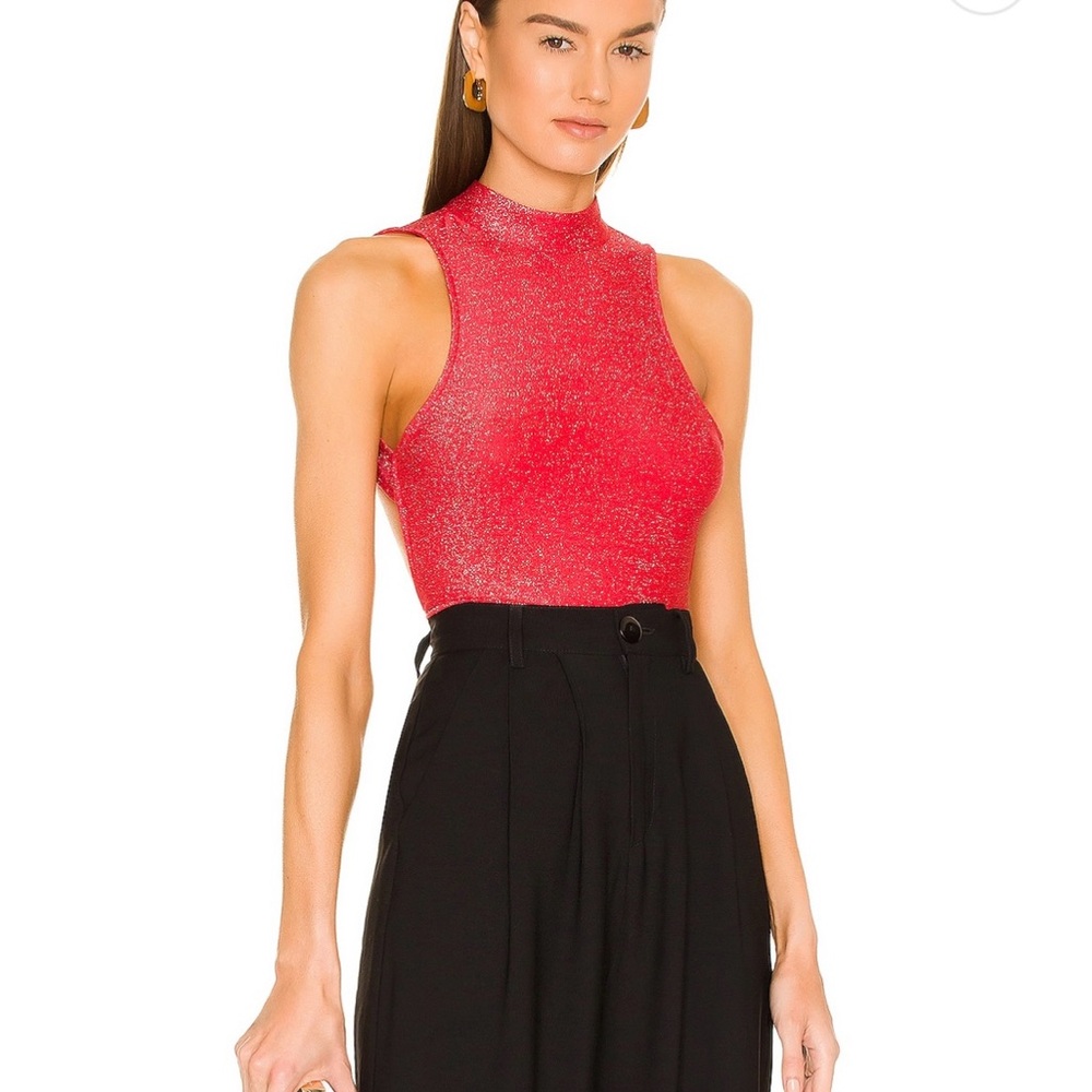Superdown Red and Black Sleeveless Bodysuit